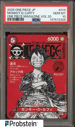 2025 ONE PIECE JPN PROMOS ONE PIECE MAGAZINE VOL.20 #014 MONKEY D. LUFFY PSA 10 - Image 1