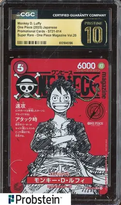 2025 One Piece JPN ST21 Promo Magazine Vol.20 014 Monkey D Luffy CGC 10 PRISTINE - Image 1