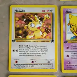 1st edition Team Rocket lot 7 cards light played condition meowth abra zubat - Image 2
