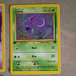 1st edition Team Rocket lot 7 cards light played condition meowth abra zubat - Image 4