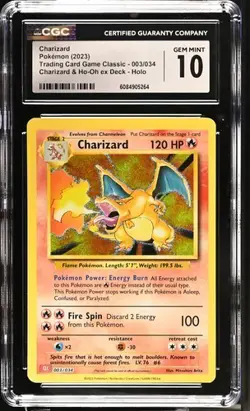 2023 Charizard 003/034 Pokemon Trading Card Game Classic HOLO GEM MINT CGC 10!! - Image 1