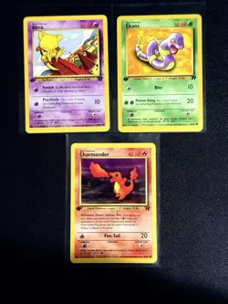 1st Edition Team Rocket Charmander , Abra and Akans 3 Card Pokemon Lot - Image 1