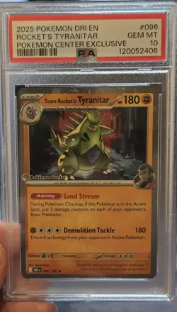 Psa 10 Pokemon Center Team Rockets Tyranitar Card 096/182 - Image 1