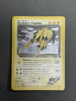 Vintage Pokemon Rocket's Zapdos Gym Challenge Holo Rare 15/132 WOTC Card English - Image 1