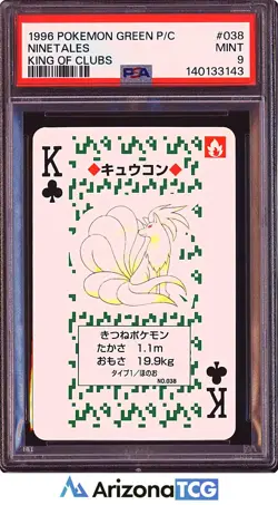 Pokemon 1996 Ninetales 038 King Of Clubs Green Playing Card Japanese PSA 9 - Image 1