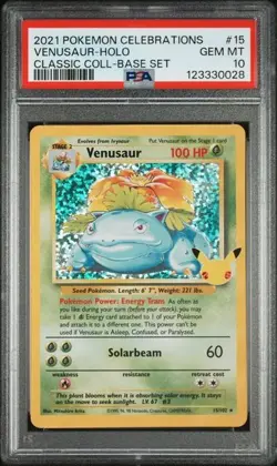 2021 POKEMON CELEBRATIONS CLASSIC COLLECTION #15/102 VENUSAUR HOLO PSA 10 - Image 1