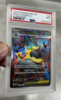 2025 Pokemon Mega Evolution Mega Lucario ex 160/132 Ultra Rare PSA 9 Mint - Image 4