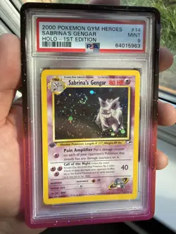 2000 POKEMON GYM HEROES HOLO-1ST ED #14 SABRINA'S GENGAR PSA 9 MONSTER SWIRL - Image 1