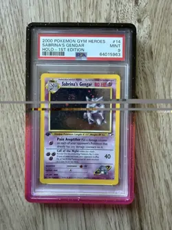 2000 POKEMON GYM HEROES HOLO-1ST ED #14 SABRINA'S GENGAR PSA 9 MONSTER SWIRL - Image 4