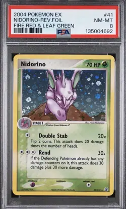 PSA 8 Nidorino Reverse Foil 41/112 EX FireRed and LeafGreen 2004 Pokemon Card - Image 1