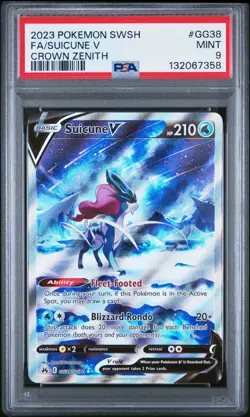 2023 POKEMON SWORD & SHIELD CROWN ZENITH #GG38 FULL ART/SUICUNE V PSA 9 - Image 1
