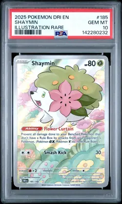 2025 POKEMON DRI EN-DESTINED RIVALS ILLUSTRATION RARE #185 SHAYMIN PSA 10 - Image 1