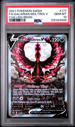 2021 POKEMON SWORD & SHIELD CHILLING REIGN FULL ART/GALARIAN MOLTRES V PSA 10 - Image 1