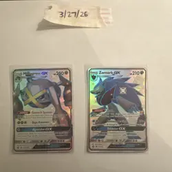Pokemon TCG Metagross GX and Zoroark GX 157a/77a Hidden Fates Promos Near Mint - Image 1