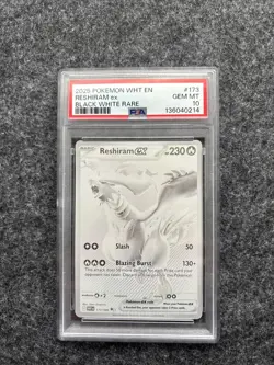 Pokemon 2025 WHT en White Flare Reshiram EX #173/086 Black White Rare PSA 10 - Image 1