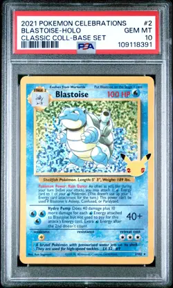 2021 POKEMON CELEBRATIONS CLASSIC COLLECTION #2 BLASTOISE HOLO PSA 10 2/102 - Image 1