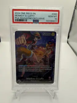 One Piece CCG Monkey.D.Luffy PSA Magazine Exclusive Promo OP05-060 PSA 10 - Image 1