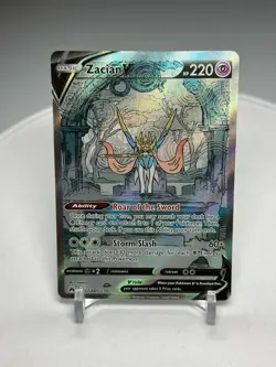 Pokemon TCG Zacian V Crown Zenith: Galarian Gallery NM Card #GG48 Ultra Rare - Image 1