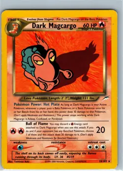Pokemon Card - Dark Magcargo 18/105 Non-Holo Rare - WOTC Neo Destiny - HP - Image 1