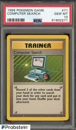 1999 Pokemon Game #71 Computer Search Trainer Card PSA 10 GEM MINT - Image 1