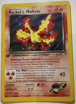 2000 Pokemon Gym Heroes Rocket's Moltres 1st Ed Holo #12 - Image 1