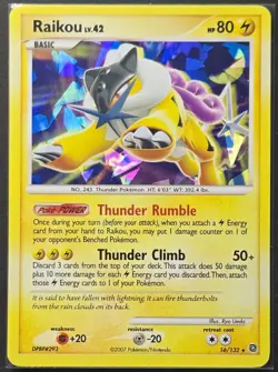 Raikou 16/132 Secret Wonders Cracked Ice Holo Pokemon 2007 - Image 1