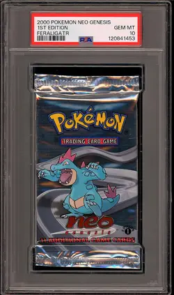 Pokemon 2000 WOTC 1st Edition Neo Genesis Feraligatr Sealed Booster Pack PSA 10 - Image 1
