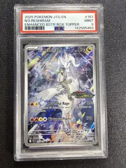 2025 POKEMON JTG EN-JOURNEY TOGETHER #167 N'S RESHIRAM PSA 9 STAMPED PROMO - Image 1