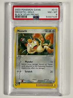 2000 Pokemon Black Star Promo - Meowth Holo #013 - PSA NM-MT 8!!! - Image 1