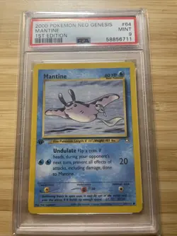 2000 Pokemon Neo Genesis 1st Edition Mantine #64 PSA 9 - Image 1