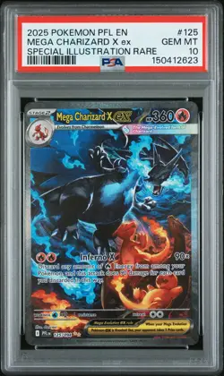 2025 POKEMON PFL EN-PHANTASMAL FLAMES #125 MEGA CHARIZARD X EX PSA 10 - Image 1