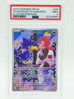 2025 POKEMON DESTINED RIVALS ILLUSTRATION RARE #200 TEAM ROCKET'S MURKROW PSA 9 - Image 1