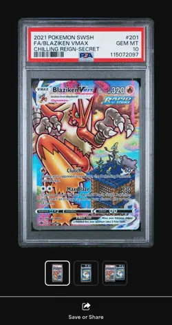 PSA 10 BLAZIKEN VMAX 201 CHILLING REIGN SWORD & SHIELD ALT ART POKEMON GEM MINT - Image 1