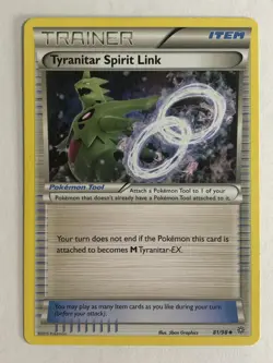 Pokemon TCG Ancient Origins Tyranitar Spirit Link 81/98 Light Played - Image 1