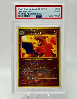 Pokemon Charizard Neo 2 Japanese Reverse Foil #006 PSA 9 Mint - Image 1