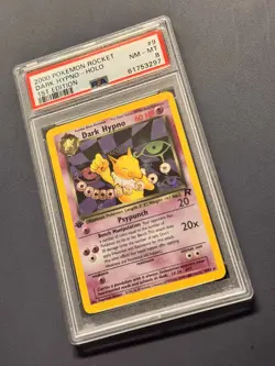 2000 Pokemon Dark Hypno - Holo swirl - 9/82 Rocket 1st Edition - PSA 8 NM/Mint - Image 3