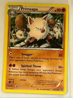 Primeape 53/114 Rare Steam Siege Pokemon Lightly Played - Image 1