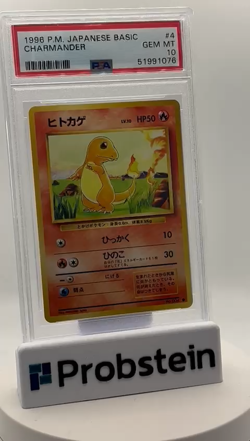 1996 Pokemon Basic Base Set Japanese #004 Charmander PSA 10 GEM MINT - Image 2