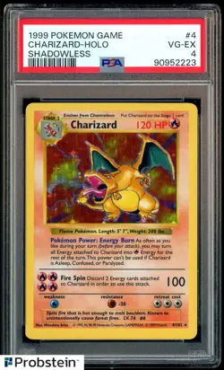 1999 Pokemon Game Base Set Shadowless #4 Charizard Holo PSA 4 VG-EX - Image 1