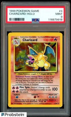 1999 Pokemon Game Base Set #4 Charizard Holo PSA 9 MINT - Image 1