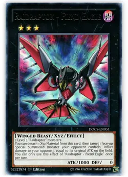 1x (LP) Raidraptor - Fiend Eagle - DOCS-EN051 - Rare - 1st Edition YuGiOh - Image 1