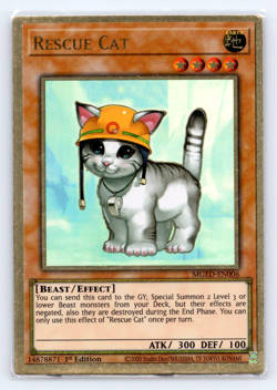 Rescue Cat - MGED-EN006 - Premium Gold Rare - 1st Edition Yugioh - Image 1