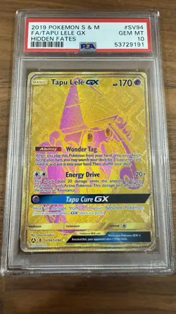 2019 Pokemon Sun & Moon Hidden Fates Tapu Lele GX #SV94/SV94 PSA 10 - Image 1