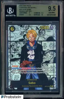 2025 One Piece Carrying On His Will #OP13120 Sabo Manga Art BGS 9.5 GEM MINT - Image 1