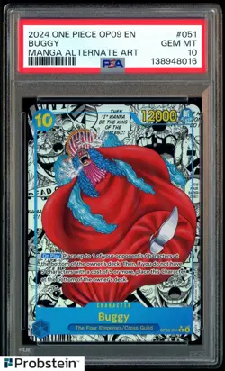 2024 One Piece OP09 En Manga Alternate Art #051 Buggy PSA 10 GEM MINT - Image 1