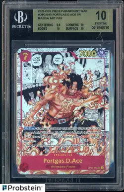 2023 One Piece Paramount War OP02013 Portgas D. Ace SR Manga Art BGS 10 PRISTINE - Image 1