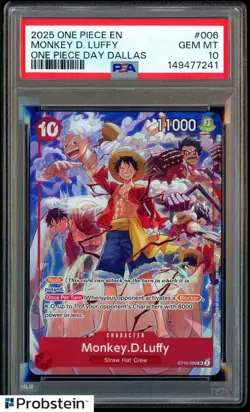 2025 One Piece EN One Piece Day Dallas #006 Monkey D Luffy PSA 10 GEM MINT - Image 1