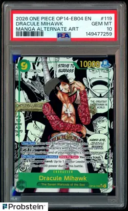 2026 One Piece OP14-EB04 En Manga Alternate Art #119 Dracule Mihawk PSA 10 - Image 1