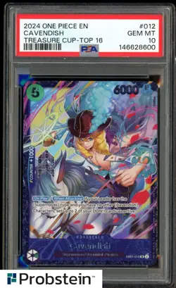 2024 One Piece EN Treasure Cup Top 16 #012 Cavendish PSA 10 GEM MINT - Image 1