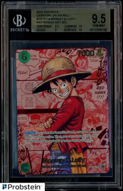 2025 ONE PIECE CARRYING ON HIS WILL RED MANGA ALT ART MONKEY D. LUFFY BGS 9.5 - Image 1